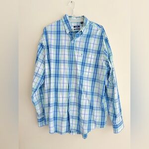 IZOD men’s large button up down plaid cotton long sleeve shirt